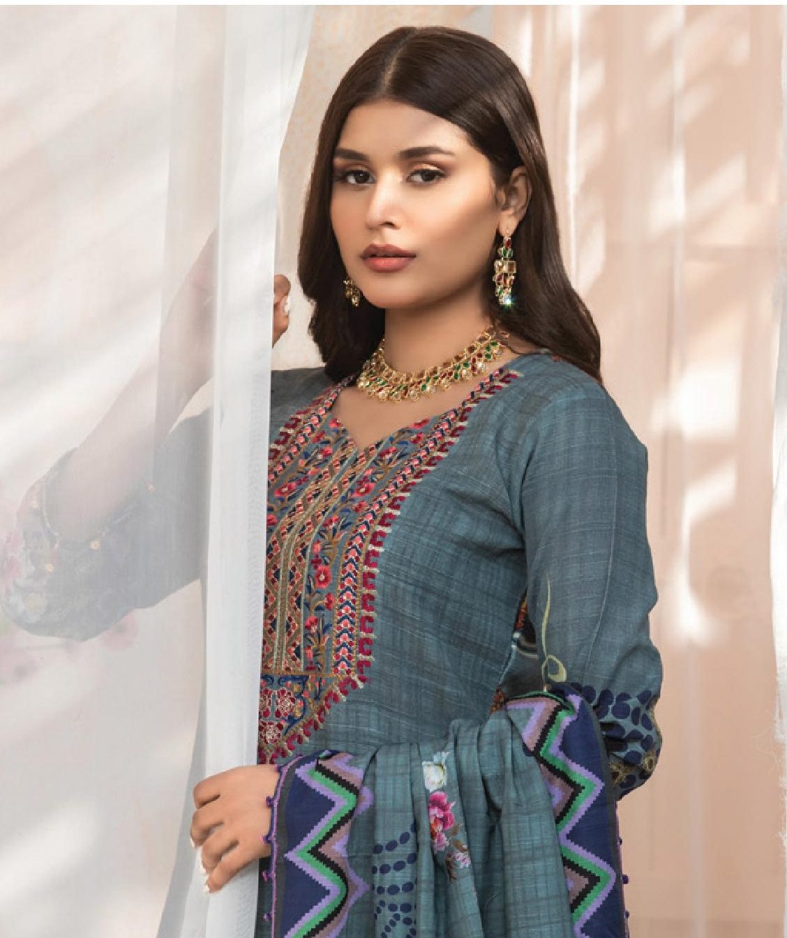 Winter Hues ” – Embroidered/Printed Khaddar Collection '21 – By.